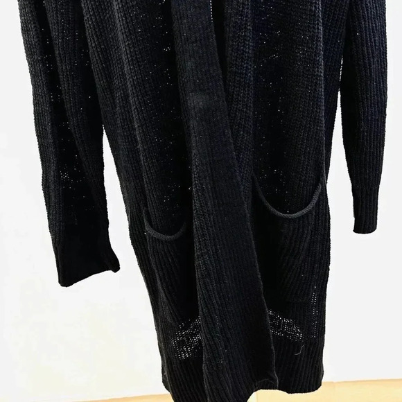 NWT SONOMA Women Long Sleeve Open Front Knit Black Long Cardigan Sweater Size 3X - Picture 4 of 14